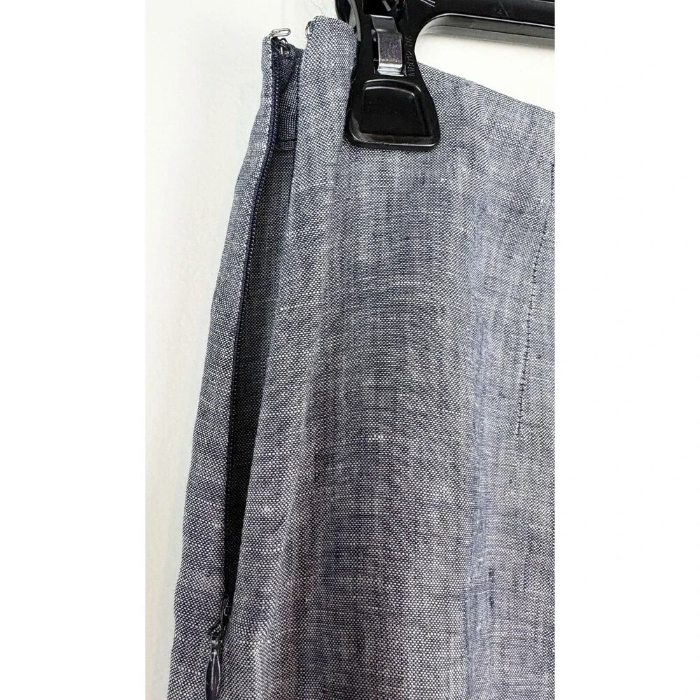 J Crew Skirt Gray 100% Linen Luxury Minimalist Classic Lagenlook Natural Size 0